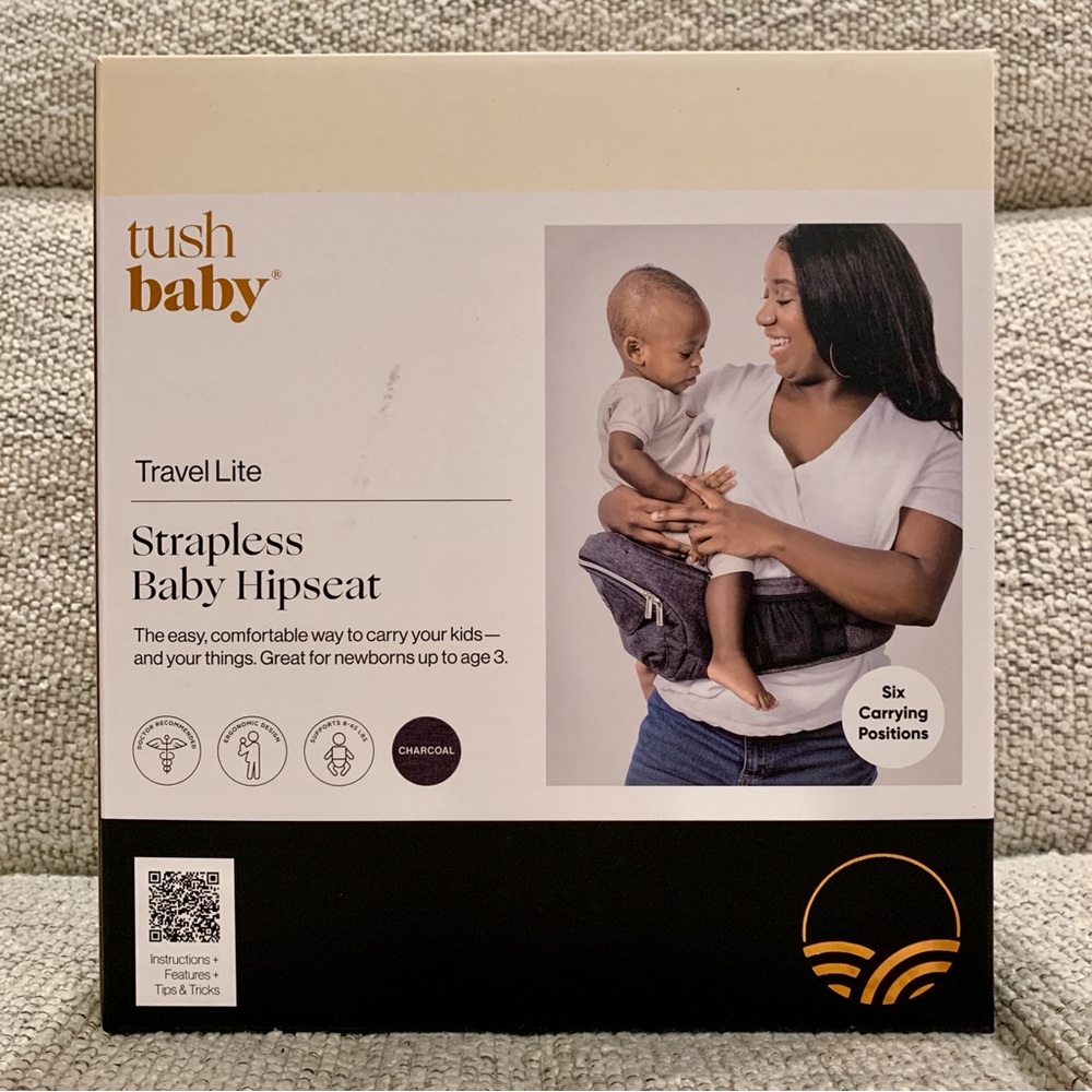 New Tushbaby Baby Hip Seat Carrier Lite Charcoal